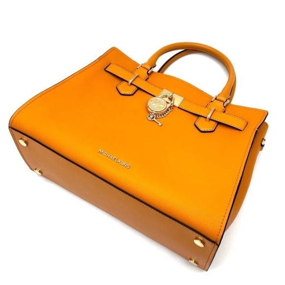 Michael Kors Medium Hamilton Leather Satchel Bag Cider (NWT - Picture 7 of 13